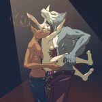  1:1 aikaanarchy anal anal_penetration anthro anthro_on_anthro antlers balls beastars bodily_fluids bottomwear breasts canid canine canis cervid cervine clenched_teeth clothed clothing cum cum_in_ass cum_in_pussy cum_inside cum_leaking double_penetration eyes_closed female female_penetrated genital_fluids genitals group group_sex haru_(beastars) hi_res horn interspecies lagomorph legoshi_(beastars) leporid louis_(beastars) male male/female male_penetrating male_penetrating_female mammal nude orgasm_face pants penetration penile penile_penetration penis predator/prey rabbit red_deer sex side_view stand_and_carry_position standing standing_sex teeth threesome topless vaginal vaginal_penetration wolf 