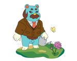  animal_crossing anthro beardo_(animal_crossing) bottomless clothed clothing facial_hair flaccid flower genitals hallowseverett male mustache nintendo penis plant pubes solo video_games watering_can 