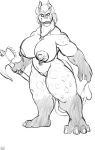  axe bigshow female hi_res hyaenid infernal league_of_legends looking_at_viewer mammal melee_weapon monochrome muscular muscular_female nipple_piercing nipples nude odessa piercing riot_games solo spade_tail staff video_games weapon 