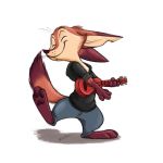  1:1 2019 anthro barefoot bottomwear brown_body brown_fur canid canine ciderbunart clothed clothing eyes_closed fox fully_clothed fur guitar hi_res holding_musical_instrument holding_object hoodie mammal musical_instrument pants plucked_string_instrument pointedfox_(character) signature simple_background smile solo string_instrument topwear white_background 