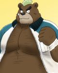  2020 4:5 anthro ashigara belly black_nose brown_body brown_fur fur hi_res humanoid_hands kemono male mammal overweight overweight_male simple_background solo tokyo_afterschool_summoners ursid video_games yaki_atsuage 