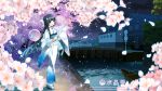  aqua_eyes black_hair crystal_dew_world flowers japanese_clothes kirino_kasumu petals suishou_shizuku watermark yukata 