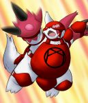  2008 anthro belly cute_fangs fur kemono markings mogpon nintendo pok&eacute;mon pok&eacute;mon_(species) red_body red_fur red_markings slightly_chubby solo video_games white_body white_fur zangoose 