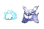  ._. commentary creature english_commentary frosmoth full_body gen_8_pokemon no_humans pat_attackerman pixel_art pokemon pokemon_(creature) simple_background snom sprite white_background 