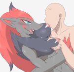  anthro big_breasts blush breast_suck breasts canid canine female fur hair hi_res human interspecies mammal nintendo nipples nude pok&eacute;mon pok&eacute;mon_(species) sucking tarian video_games zoroark 