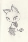  animal_crossing anthro beauty_mark breasts clothing clothing_lift domestic_cat eyelashes eyeshadow felid feline felis female full-length_portrait hand_on_breast hand_on_leg hi_res kberr legs_together makeup mammal monochrome navel nintendo nipples olivia_(animal_crossing) portrait simple_background sleeves smile solo traditional_media_(artwork) video_games 