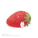  ayu_(mog) bird bunny commentary english_commentary english_text food fruit original repost_notice signature simple_background strawberry white_background 