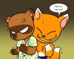  angry animal_crossing anthro canid canine crazy_redd cross-popping_vein duo english_text fox grin humor male mammal nintendo raccoon_dog smile tanuki technicolorpie text tom_nook_(animal_crossing) vein video_games 