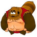  1:1 2010 anthro asian_clothing beard belly black_nose brown_body brown_fur canid canine clothing east_asian_clothing facial_hair fundoshi fur japanese_clothing kodanukimanpuku male mammal moobs musclegut navel nipples overweight overweight_male raccoon_dog simple_background solo tanuki underwear white_background 
