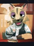  3:4 animal_crossing anthro canid canine canis chibi clothing first_person_view kyle_(animal_crossing) lidded_eyes looking_at_viewer male mammal nintendo reaching_towards_viewer solo sonu_sox topwear vest video_games wolf 