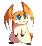  2020 alpha_channel ambiguous_gender black_feet blue_eyes digimon digimon_(species) eyebrows feral fur head_wings liokkamillie mammal orange_body orange_fur patamon simple_background smile standing transparent_background wings 