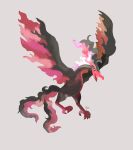  bigglyboof bird bird_focus claws commentary creature english_commentary flying full_body galarian_form galarian_moltres gen_8_pokemon grey_background highres no_humans pokemon pokemon_(creature) signature simple_background solo 