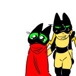  1193ramen_love 1:1 angry anthro black_body black_fur bodily_fluids brother brother_and_sister cape cartoon_network clothing crying digitigrade domestic_cat duo felid feline felis fur green_eyes hi_res male mammal mao_mao:_heroes_of_pure_heart scarf scarf_sister sheriff_mao_mao_mao sibling sister tears 