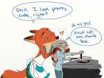  &lt;3 2016 anthro anthro_on_anthro apron blush canid canine clothed clothing cooking cookware dialogue disney ears_down english_text eyes_closed female fox frying_pan fully_clothed fur grey_body grey_fur judy_hopps kissing kitchen_utensils lagomorph leporid male male/female mammal nick_wilde orange_body orange_fur pivoted_ears rabbit red_fox simple_background speech_bubble text tools trashasaurusrex white_background zootopia 