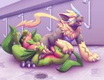  balls claws detailed_background erection felid feline genitals grovyle legendary_pok&eacute;mon looking_pleasured male male/male mammal masturbation nintendo nude oral oral_penetration penetration penis pok&eacute;mon pok&eacute;mon_(species) thesecretcave video_games zeraora 