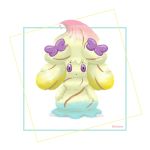  alcremie alcremie_(rainbow_swirl) alcremie_(ribbon_sweet) creature full_body gen_8_pokemon looking_at_viewer no_humans pokemon pokemon_(creature) purple_eyes shiinata signature simple_background solo standing white_background 