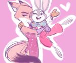  &lt;3 2016 absurd_res buckteeth canid canine carrying clothed clothing cosplay crossover crossover_cosplay disney fox fully_clothed fur grey_body grey_fur hi_res hug irlsealpup jessica_rabbit judy_hopps lagomorph leporid mammal nick_wilde one_eye_closed open_mouth open_smile orange_body orange_fur pink_background rabbit red_fox roger_rabbit simple_background smile teeth who_framed_roger_rabbit wink zootopia 