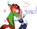  2019 anthro bottomwear buckteeth canid canine clothed clothing disney duo eyewear fox fully_clothed fur grey_body grey_fur hand_in_pocket judy_hopps lagomorph leporid mammal necktie nick_wilde open_mouth open_smile pants pockets police_uniform rabbit red_body red_fox red_fur shirt simple_background smile sunglasses teeth topwear trashasaurusrex uniform white_background zootopia 