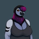  1:1 anthro avian beak beanie big_breasts bird breasts cleavage clothed clothing columbid female front_view grey_background half-length_portrait hat headgear headwear hi_res hladilnik looking_at_viewer monochrome pidge_sis pigeon portrait shirt simple_background solo tank_top topwear 