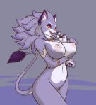  2020 anthro areola armlet belladonna_(trials_of_mana) big_breasts bracelet breasts colored_nails countershading curvy_figure ear_piercing ear_ring eye_markings eyeshadow fangs felid feline female fluffy fluffy_hair fur grey_background hair hourglass_figure inner_ear_fluff jewelry long_hair looking_at_viewer makeup mammal mana_(series) mane mane_hair markings multicolored_body multicolored_fur nails navel nipples nude open_mouth open_smile piercing pink_nipples pose purple_body purple_eyeshadow purple_fur purple_hair purple_nails red_sclera ring simple_background small_waist smile solo square_enix standing starfighter tail_tuft teeth trials_of_mana tuft two_tone_body two_tone_fur video_games white_body white_countershading white_fur wide_hips yellow_eyes 