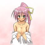  artist_request bangs blush lowres lyrical_nanoha mahou_shoujo_lyrical_nanoha mahou_shoujo_lyrical_nanoha_a's signum solo undressing 