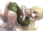  asanagi ass blonde_hair blush breasts bridal_gauntlets elf green_eyes huge_breasts long_hair non-web_source pointy_ears solo thighhighs tiffania_westwood zero_no_tsukaima 