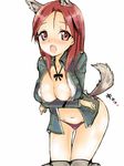  animal_ears areolae artist_request blush breast_hold breasts cleavage crossed_arms large_breasts leaning_forward minna-dietlinde_wilcke navel open_mouth panties solo strike_witches striker_unit tail underwear world_witches_series 