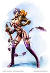  2008 armor breasts crossover earrings fozzie_bear garang76 hair_over_one_eye isabella_valentine jewelry legs lipstick makeup muppets nipples purple_hair short_hair soul_calibur soul_calibur_iv soulcalibur_iv suprised surprised thighs wardrobe_malfunction what whip_sword 