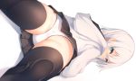  aqua_eyes ass hoodie original otokuyou panties ringo-chan_(otokuyou) short_hair skirt thighhighs underwear white white_hair zettai_ryouiki 