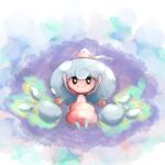  closed_mouth commentary_request creature full_body gen_8_pokemon hattrem nanami_marron no_humans pokemon pokemon_(creature) purple_background smile solo 