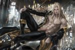  all_male blonde_hair fang long_hair male nipples open_shirt original penis realistic sakimichan uncensored vampire yellow_eyes 