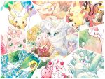  :3 :d ^_^ absurdres alcremie alcremie_(strawberry_sweet) alcremie_(vanilla_cream) alternate_color balloon brown_eyes bunny cherubi closed_eyes commentary_request creature dedenne eldegoss flower food frosmoth fruit gen_1_pokemon gen_3_pokemon gen_4_pokemon gen_5_pokemon gen_6_pokemon gen_7_pokemon gen_8_pokemon gracidea happy hatenna hattrem highres latias legendary_pokemon looking_at_viewer morpeko morpeko_(full) no_humans non-kumakawayusu4620 on_head open_mouth orange pachirisu pikachu pokemon pokemon_(creature) purple_eyes scorbunny shaymin shaymin_(land) shiny_pokemon smile snivy togedemaru traditional_media watercolor_(medium) 