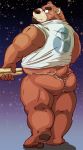  2019 anthro asian_clothing belly brown_body brown_fur butt clothing east_asian_clothing fundoshi fur hi_res humanoid_hands japanese_clothing kemono male mammal overweight overweight_male raichoclub shirt solo topwear underwear ursid 