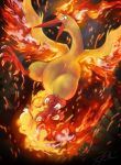  bird bird_focus claws fire flying gen_1_pokemon legendary_pokemon looking_at_viewer moltres pokemon pokemon_(creature) signature tia_(iris-sempi) 