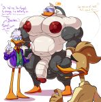  2020 5_fingers anatid anseriform anthro avian balls beak big_balls big_muscles big_penis bird bobthetanuki bodily_fluids brown_body brown_hair clothing controller dialogue disney duck ducktales ducktales_(1987) ducktales_(2017) english_text fenton_crackshell fenton_crackshell-cabrera fingers flaccid genitals gizmoduck glans group hair hi_res huge_balls huge_muscles huge_nipples huge_penis humanoid_genitalia humanoid_penis machine male membrane_(anatomy) metal_penis metallic_body muscular muscular_male nipples open_mouth penis remote_control robot shirt simple_background standing sweat text tongue topwear webbed_feet white_background white_body 
