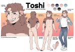  alpha_channel anthro belt bottomwear clothing ear_piercing english_text eyebrows footwear hi_res jacket jeans kyrosh looking_at_viewer male model_sheet mullet nipples pants piercing raised_eyebrow shoes sneakers solo text tongue tongue_out topwear toshi 