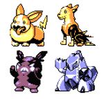  angry boltund commentary creature dog duraludon english_commentary frown full_body gen_8_pokemon morpeko morpeko_(hangry) multiple_monochrome no_humans pat_attackerman pixel_art pokemon pokemon_(creature) simple_background sprite standing tongue tongue_out white_background yamper 