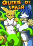  absurd_res anthro bdsm bondage bound canid canine crimellgrim digimon digimon_(species) duo female female/female fox grope hi_res joykill krystal_fox mammal nintendo renamon smashbros star_fox super_smash_bros. tentacles video_games 