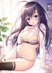  areola black_melon-chan bra detexted garter melonbooks mitsuba_choco pantsu shimapan shirt_lift thighhighs 