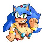  1:1 alpha_channel anthro big_breasts blush bodily_fluids breasts crossgender female gem looking_at_viewer missphase solo sonic_the_hedgehog sonic_the_hedgehog_(series) sweat 