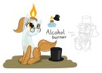  2020 alcohol_burner amber_eyes animate_inanimate camo-pony clothing english_text equid equine eyewear female fire glasses hat headgear headwear hi_res horse mammal my_little_pony ponification pony sitting solo text top_hat 