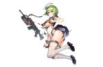  ass braids breasts garter_belt green_eyes green_hair gun headdress last_origin maid no_bra paintale panties short_hair stockings third-party_edit torn_clothes underboob underwear vanilla_a1 weapon white wristwear 