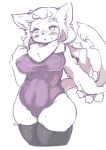 2015 4_fingers anthro big_breasts blush bodily_fluids breasts canid canine clothed clothing female fingers fur hair half-closed_eyes kemono long_hair mammal narrowed_eyes nipple_outline scarf simple_background snout standing sweat tenyati white_background white_body white_fur 