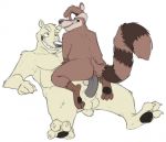  anal anal_penetration anthro duo male male/male mammal on_top overweight overweight_male penetration polar_bear procyonid raccoon reverse_cowgirl_position ripley_cooney_(character) sex size_difference slightly_chubby ursid ursine weaselgrease 