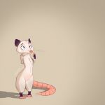  1:1 2019 absurd_res anthro didelphid featureless_crotch fur hi_res mammal marsupial nude pink_nose pointedfox simple_background solo standing tan_background whiskers white_body white_fur 