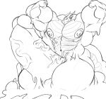  anthro balls big_balls big_muscles big_penis dragon dripping erection flexing genitals goo_creature hi_res horn huge_balls huge_muscles huge_penis hyper hyper_balls hyper_genitalia hyper_muscles hyper_penis male monochrome muscular navel nipples nude penis sachiel_666 smile solo thick_penis vein veiny_penis 