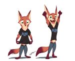  2018 absurd_res barefoot bottomwear brown_body brown_fur canid canine clothed clothing fox fully_clothed fur green_eyes hi_res mammal multiple_poses open_mouth open_smile pants pointedfox pointedfox_(character) pose shirt simple_background smile standing t-shirt topwear whiskers white_background 