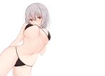  aliasing bikini blush breasts gray_hair mm2k navel original red_eyes short_hair swimsuit wet white 