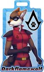  absurd_res anthro assassin&#039;s_creed badge belt belt_buckle canid canine canis clothing con_badge darkflamewolf fan_character female hi_res mammal masahikoko mask murana_wolford_(darkflame-wolf) pouch_(anatomy) pouch_purse solo suit suit_symbol symbol ubisoft video_games vigilante wolf 