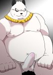 2020 anthro belly bodily_fluids bulge clothing erection erection_under_clothing fur genital_outline giant_panda hi_res kaku_renbo kemono male mammal moobs navel nipples overweight overweight_male penis_outline shirokumaou solo sweat underwear ursid vs_knight_ramune_and_40_fire white_body white_fur 